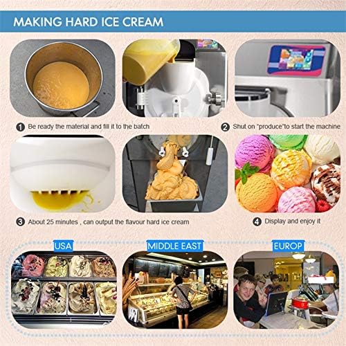 Kolice ETL Certificate Commercial Hard ice Cream Machine Gelato ice Cream Making Machine Italian Water ice Maker-Italy Designed Extra Strong Door, 9-11 Gal Per Hour