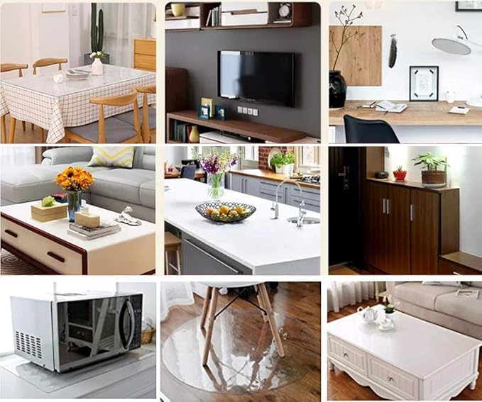 NECAUX Custom Multisize 1.5mm Thick Frosted PVC Table Cover Protector - 20 x 39 Inch Rectangular Plastic Table Cover Desk Pad Mat for Office & Computer Desk