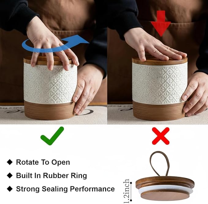 Miamolo Coffee Container Jar with Lid, Ceramic Food Storage Jars for Spice Sugar Cookie, Large Kitchen Canisters for Countertop Coffee Bar Accessories Housewarming Weeding Gift - Gray & 28 fl.oz