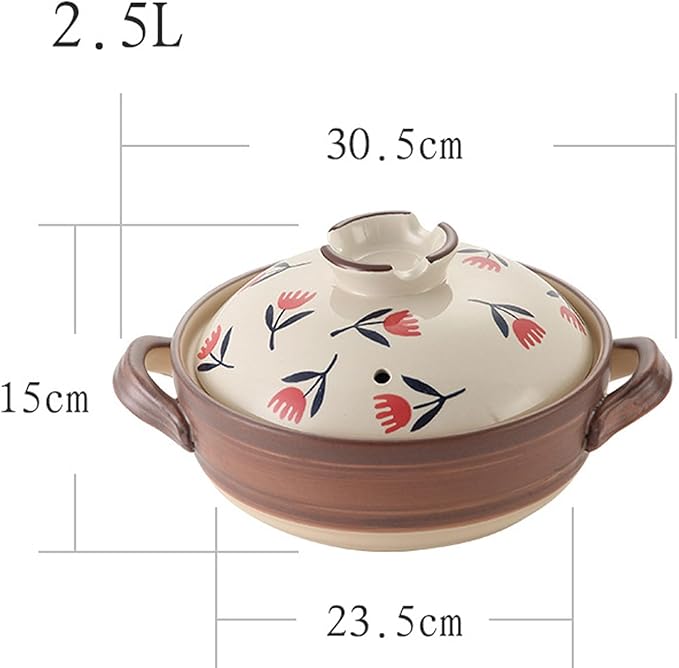 Ceramic Casserole, Japanese Clay Pot Donabe Stone Rice Pot With Lid, Earthen Pot Stockpot Ceramic Casserole Cooker Healthy Cookware Stove Pot Soup Hot Pot(Color:A)