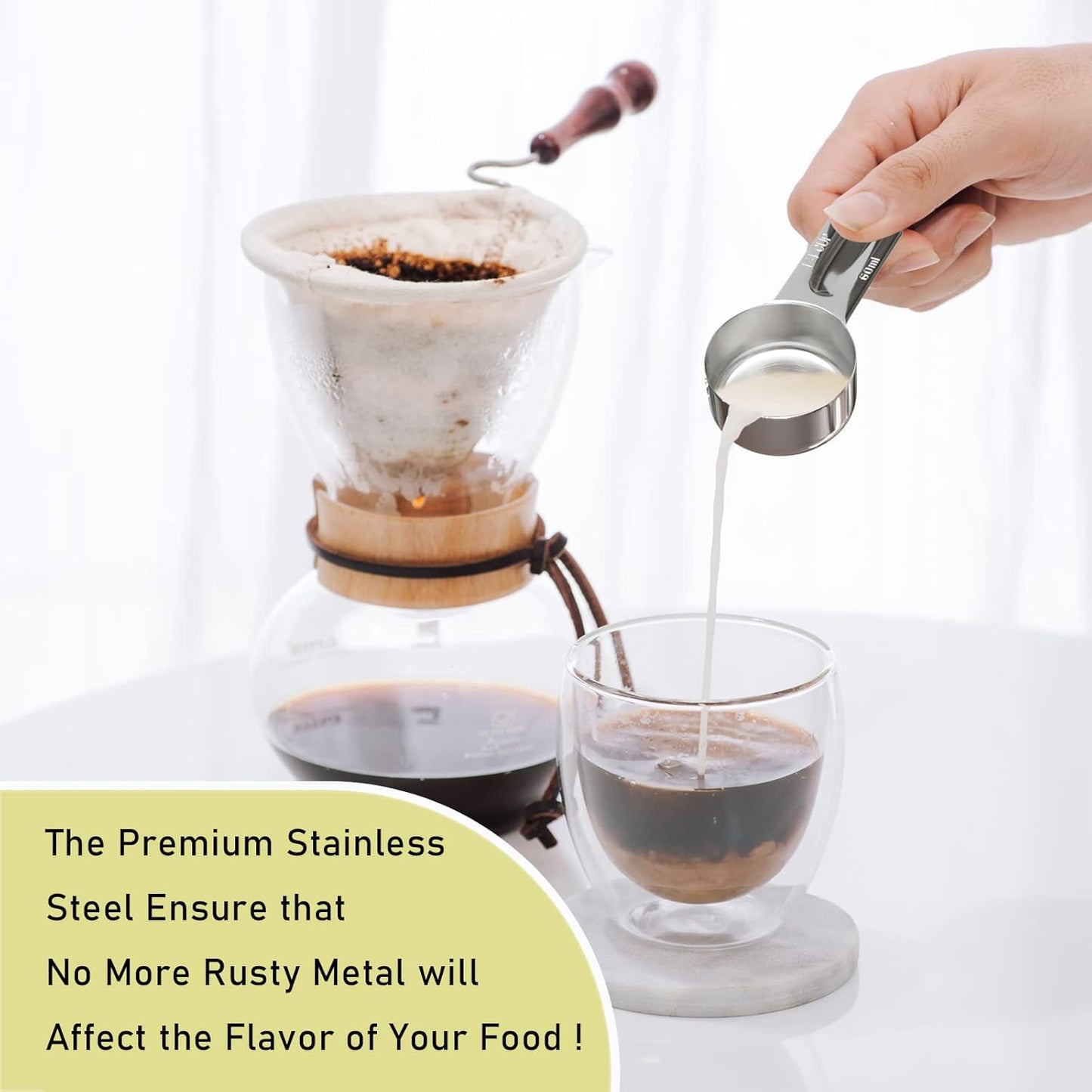 1PCS 1/4Cup (60ml, 2oz) Single Measuring Cup, Stainless Steel Measure Scoop, Metric and US Measurement, Dishwasher Safe