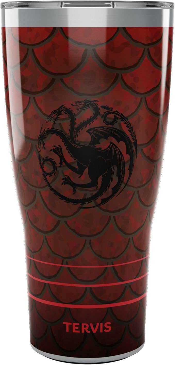 Tervis Traveler Game of Thrones - House of the Dragon - Scale Up Triple Insulated Tumbler Travel Cup Keeps Drinks Cold & Hot, 30oz, Stainless Steel
