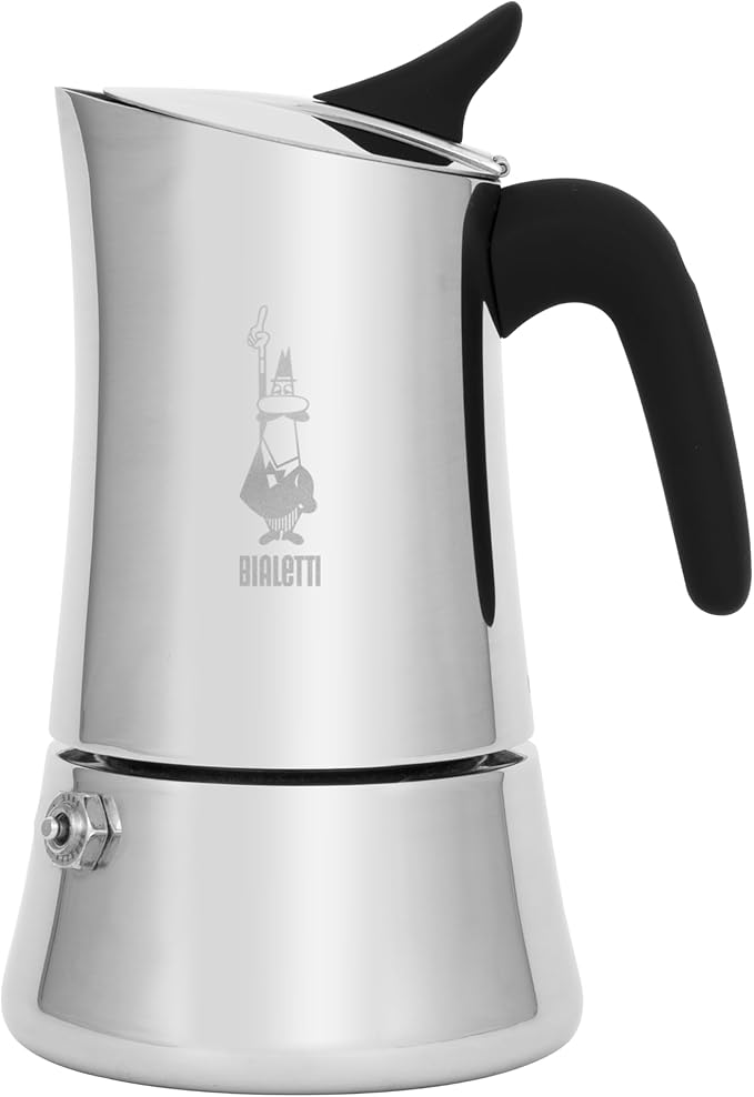 Bialetti Moon Exclusive Induction Stainless Steel Moka Pot, Stovetop Espresso Maker, Italian Coffee Maker, 4 Espresso Shots, (5.7 Oz - 170 ml), Compatible with All Stovetops, Silver