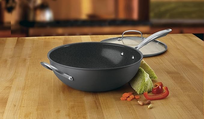 Cuisinart GG26-30H GreenGourmet Hard-Anodized Nonstick Stir-Fry Wok with Glass Cover 12-Inch