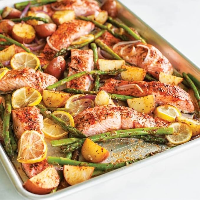 Nordic Ware Naturals Half Sheet - USA Made Aluminum Commercial Quality Sheet Pan for Baking or Roasting, Encapsulated Galvanized Steel Rim Prevents Warping, 1-Pack