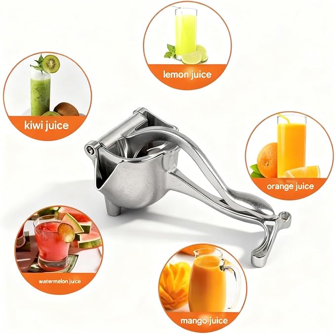 Hand Juicer Squeezer, Aluminum Alloy Fresh Fruit Juice Extractor, Fruit Juice Handheld Press Squeezer with Seed Filter, Heavy Duty Manual Hand Press Juicer for Orange Pomegranates Apple Lemon Lime (4)