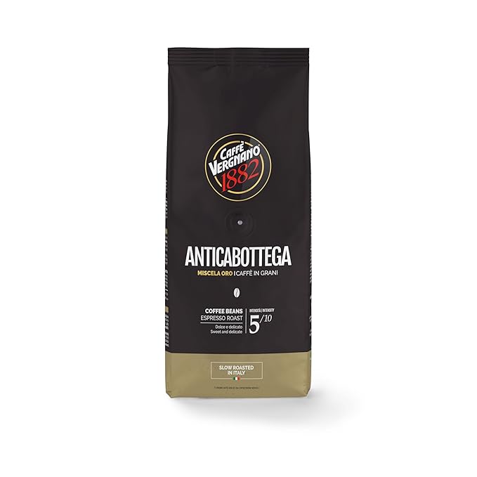 Caffe Vergnano Antica Bottega Whole Bean Coffee 1.1 lb Bag - Medium Roast Arabica Espresso Beans, Italian Coffee Chocolate Caramel Nut Notes - For Coffee Maker, French Press Espresso Maker, Moka Pot