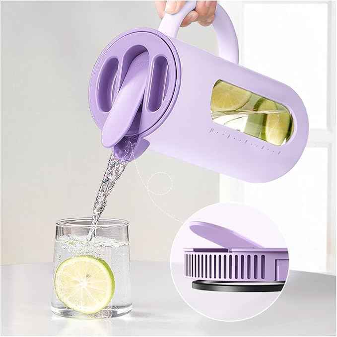 Cold kettle Cold kettle household high temperature resistant cold kettle set glass kettle cold bubble pot Water Pitcher Set for Hot/Cold Water(Yellow)
