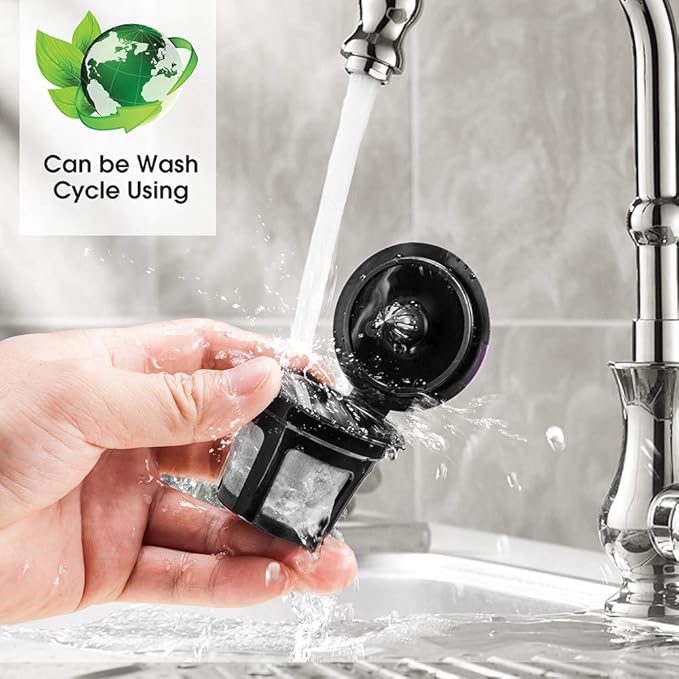 Reusable K Cups, Universal Fit Reusable Coffee Filters with Food Grade Stainless Steel Mesh Eco-Friendly Coffee Pods, for 1.0 and 2.0 Brewers (6)