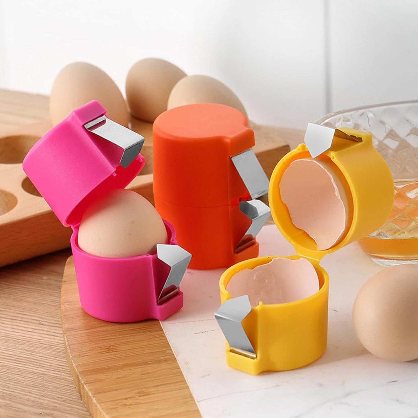 Egg Topper Cutter Tool Egg Cracker Tool Egg Shell Opener Hard Boiled Egg Peeler Egg Shell Opener for Hard Boiled Eggs Egg Cracker Tool For Eggs Kitchen Gadgets (2, Orange)