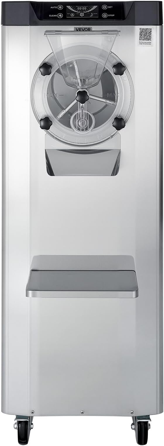 VEVOR Commercial Hard Ice Cream Machine, 2400W 3.17 to 5.28 Gallons per Hour, Gelato Hard Serve Ice Cream Maker with 10L 304 Stainless Steel Cylinder, Auto Clean LED Panel for Snack Bar Restaurants