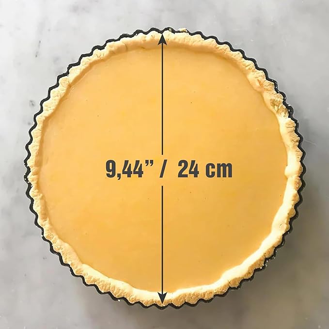 Quiche Lorraine Deep Dish Pie Pan - 9.44 inch Tart Pans with Removable Bottoms - Apple Pie Pan - 9.44 inch Tarte Tatin Pan - Deep Dish Pie Crust - Quiche Baking Dish