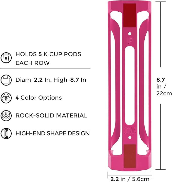 K Cup Holder for Keurig: Coffee Pod Holder for Counter Small Space - Kcup holder for Wall Mount (4, Rose Red)