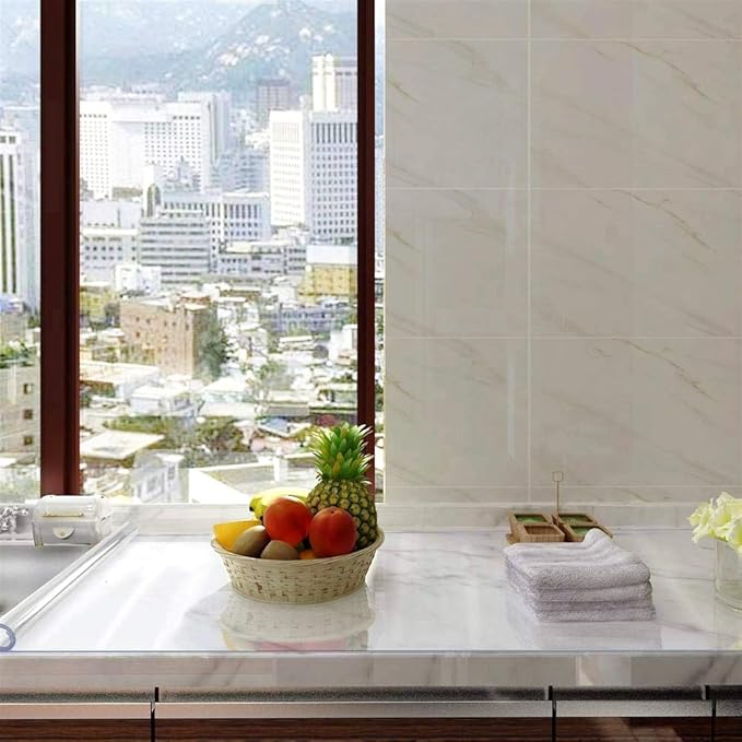 NECAUX Custom 16 x 47.3 Inch Clear Desk Cover Protector, 1.5mm Thick Plastic Heavy Duty Table Pad Desk Mat Desk Protector for Office Computer Writing Desk, Sofa Table, Media Stand, Coffee Table