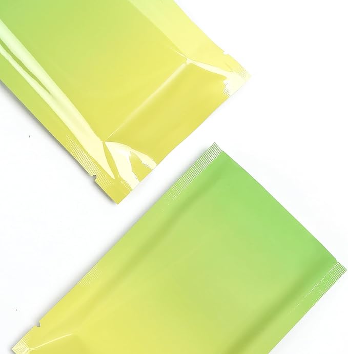 100 Pcs Custom Glossy Mini Mylar Bags, Custom Logo/Text/Barcode, Single Side One Color Print, Heat Seal Pouches with Tear Notches for Food, Small Business, Retail (Yellow Glossy, 10 * 15CM/4.0"*6.0")