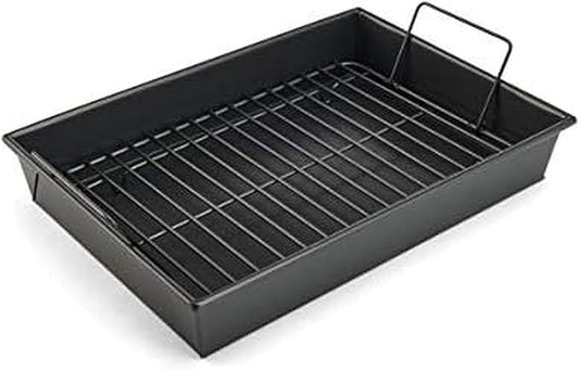 Chicago Metallic Pro Non-Stick Roast and Broil Baking Pan with Rack, 13-Inch-by-9-Inch, Dark Gray