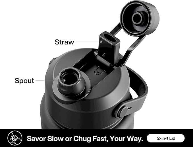 POWCAN 32 oz Insulated Water Bottle with 2-in-1 Straw and Spout Lid, Keep Cold 24H, Leak-Proof, BPA-Free, Double Wall Stainless Steel Water Bottle for Sports, Gym, Travel and School (Moonlight Garden)