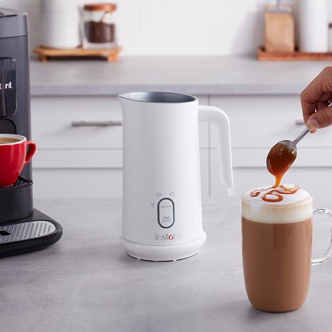 Instant Pot Instant Milk Frother, 4-in-1 Electric Milk Steamer, 10oz/295ml Automatic Hot and Cold Foam Maker and Milk Warmer for Latte, Cappuccinos, Macchiato, From the Makers of Instant 500W, White