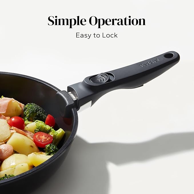Redchef Removable Handle - Detachable Handle Cookware Replacement, Universal Cookware Handles, Ideal Replacement for All Cookware (Black)