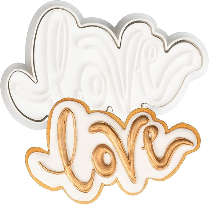 Flycalf Love Cookie Cutter with Plunger Stamps Baking Dough Tools Wedding Cake Shapes PLA Cutter Molds for Birdesmaid Party 3" Kitchen Supplies
