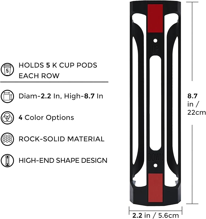K Cup Holder for Keurig: Coffee Pod Holder for Counter Small Space - Kcup holders for Wall Mount (2, Black)