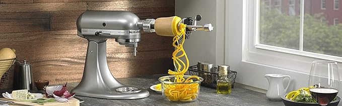 KitchenAid DRTVICE6 Combo Package Spiralizer KSM1APC Flex Edge Beater KFE5T Stand Mixer Attachment Recipe Book