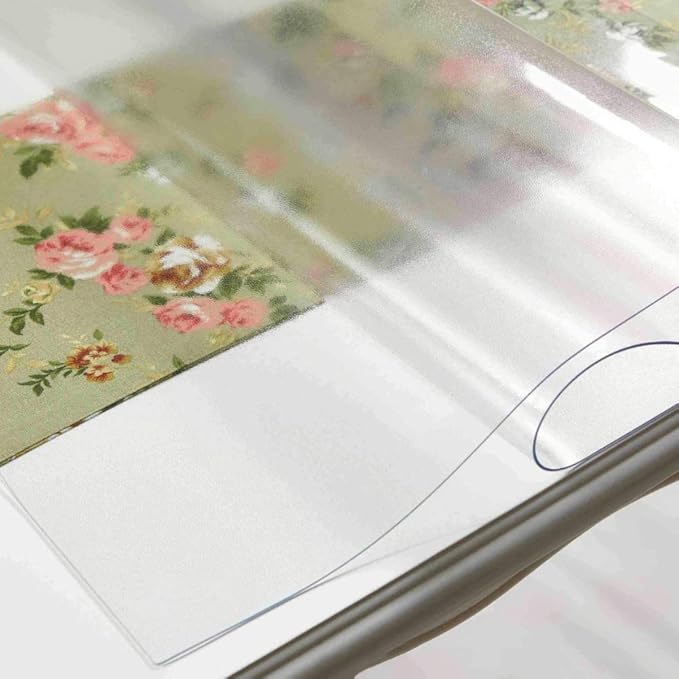NECAUX Custom 27.6 x 63 Inch Frosted Table Cover Protector, 1.5mm Thick Plastic Waterproof Heavy Duty Desk Pad Mat Non-Slip Tablecloth Protector for Coffee Table, Sofa Table, Media Stand, Countertop