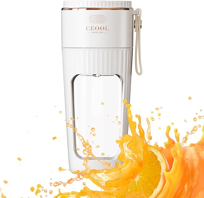 Rechargeable USB Portable Juicer Mixer, 18000 RPM 10-Blade Mini Electric Blender, 340ML Food-Grade PC Cup with Automatic Cleaning, Quick Slurry Discharge for Fresh Fruit Juice/Smoothie, Home Use