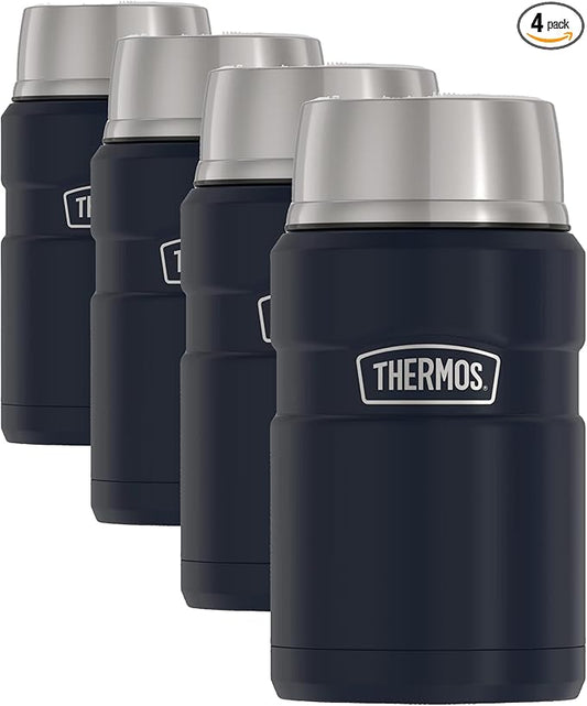 THERMOS Stainless King Vacuum-Insulated Food Jar, 24 Ounce, Midnight Blue (Pack of 4)