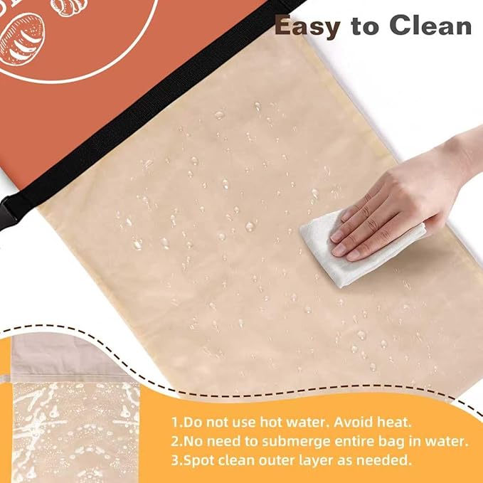 Bread Bags for Homemade, Beeswax Reusable Bread Bag for Sourdough, 1 Pack XL-Reusable Waxed Food Storage Bag to Keep Sourdough Fresh, Freezer-Safe, Eco-Friendly (Orange)