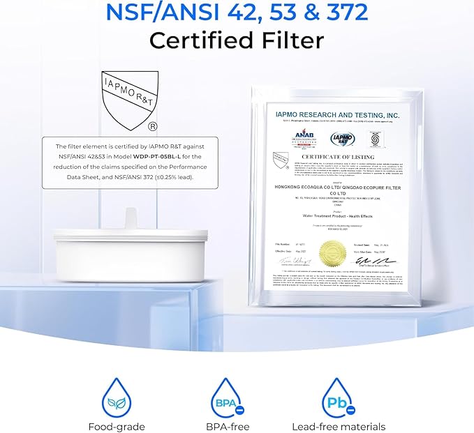 Waterdrop Glass Water Filter Pitcher with 1 Filter, Eco-Friendly, with NSF 53&42&372 Certified Filter, & Waterdrop 200-Gallon Long-Life 40-Cup Large Water Filter Dispenser with 1 Filter