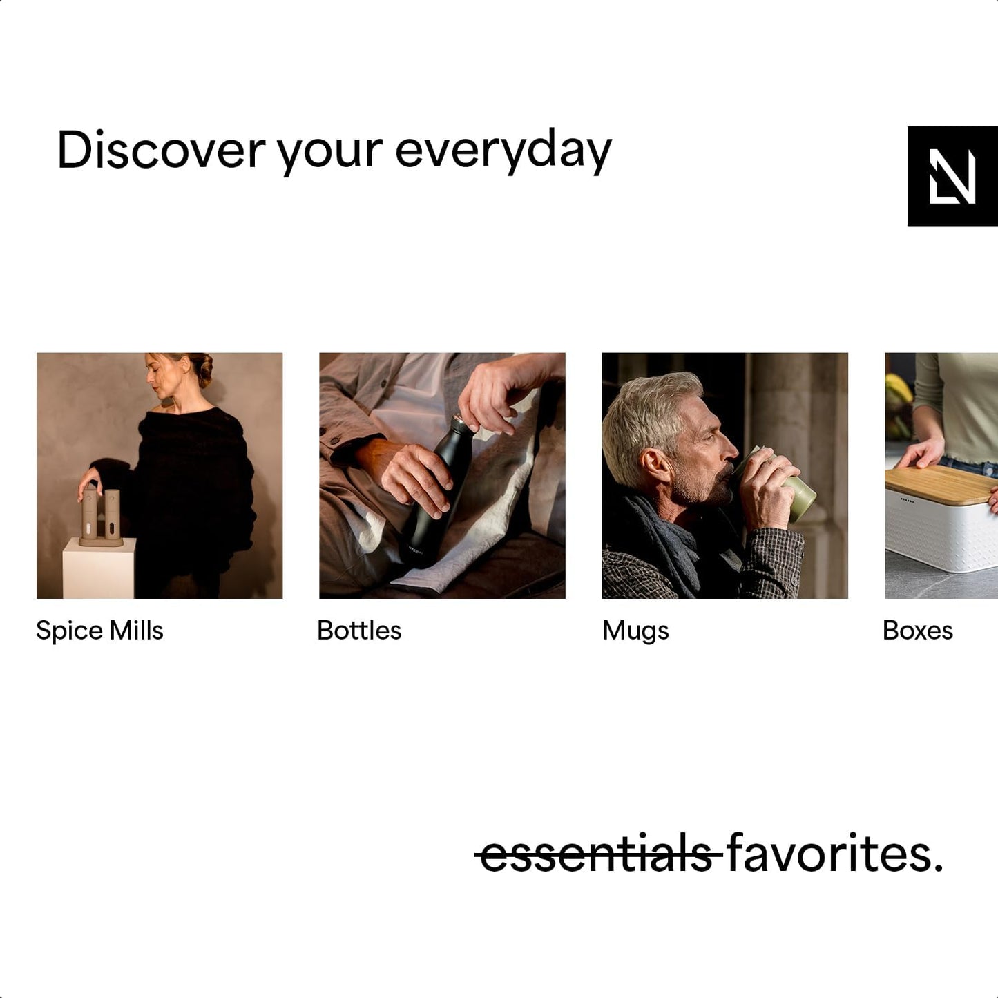 LARS NYSØM Salt and Pepper Grinder Set Manual, Stainless Steel Salt and Pepper Mills with Adjustable Ceramic Grinder I Design Spice Shakers (Black/White)