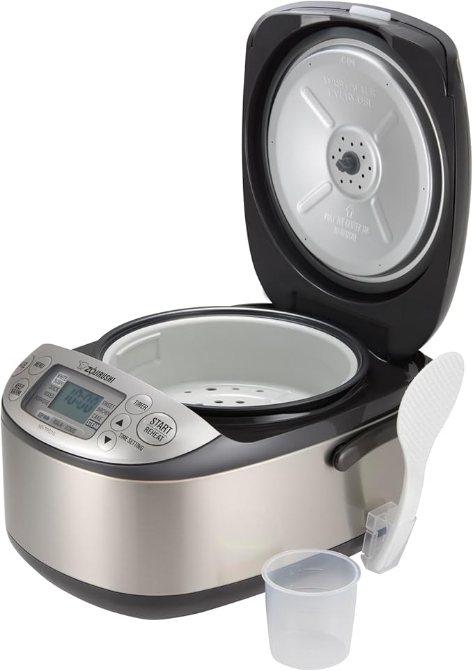 Zojirushi NS-TPC10XT Micom Rice Cooker & Warmer (with PFAS-Free Nonstick), 5.5-Cup, Stainless Brown