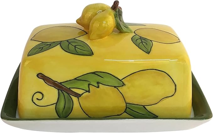 Blue Sky Clayworks Exceptionally Yellow Lemon Butter Dish