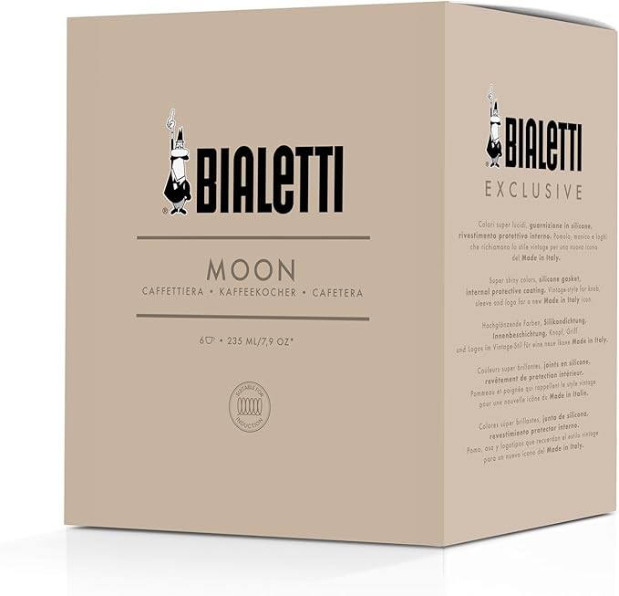 Bialetti Moon Exclusive Induction Stainless Steel Moka Pot, Stovetop Espresso Maker, Italian Coffee Maker, 4 Espresso Shots, (5.7 Oz - 170 ml), Compatible with All Stovetops, Silver