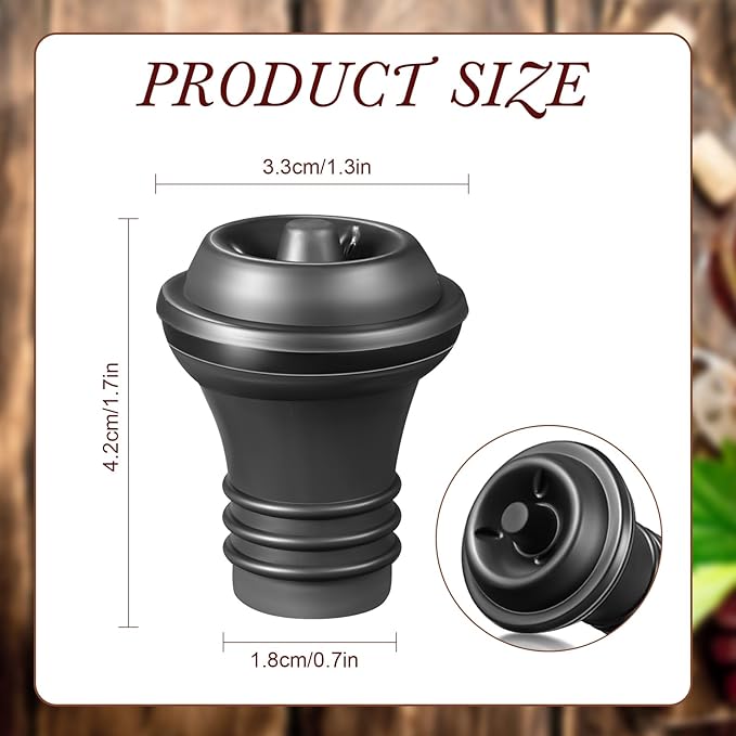 Honoson 6 Pieces Wine Stopper Resealable Pump Vacuum Silicone Saver Practical for Kitchen Supplies Bottle Tools (Black)