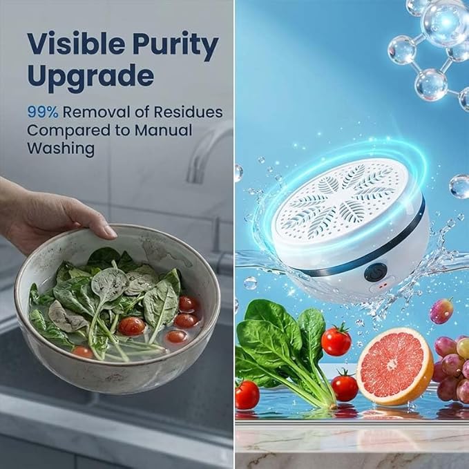 Fruit & Vegetable Cleaning Machine: Vegetable Cleaner Device with Multi-Mode Cleaning - Portable Waterproof Food Purifier for Fruits, Vegetables, Meat & Seafood - USB Rechargeable (white)
