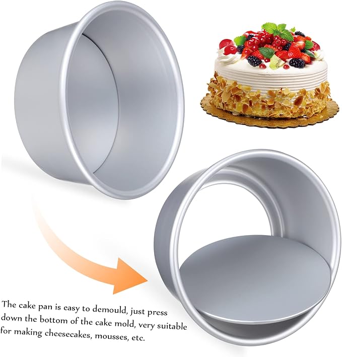 Zerodeko 6-Inch Round Cake Tin Set Parchment Liners Nonstick Baking Molds for Cakes Deep Tins for Baking for Home Bakers and Special Occasions