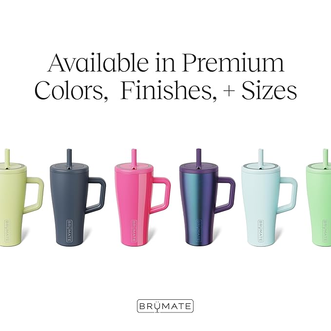 BrüMate Era 20 oz Tumbler with Handle and Straw | 100% Leakproof Insulated Tumbler with Lid and Straw | Made of Stainless Steel | Cup Holder Friendly Base | 20oz (Blue Agave)