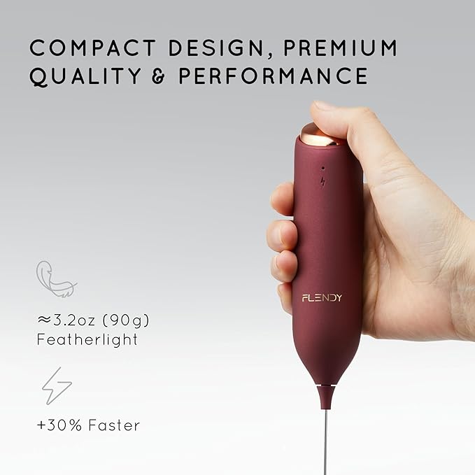 Flendy Rechargeable Milk Frother Handheld, Coffee Frother Handheld with USB-C Charging Stand, Electric Drink Mixer Handheld, Mini Electric Whisk Frother for Coffee, Matcha, etc