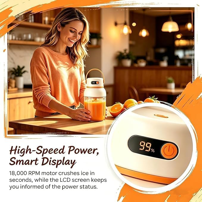 Portable Electric Juicer Cup with Zero Cord Hasslem, USB-C Rechargeable Electric Blender with Straw, Easy Clean & Leakproof, Wireless Juicer Cup for Home Gym Office Outdoor (1000ml)