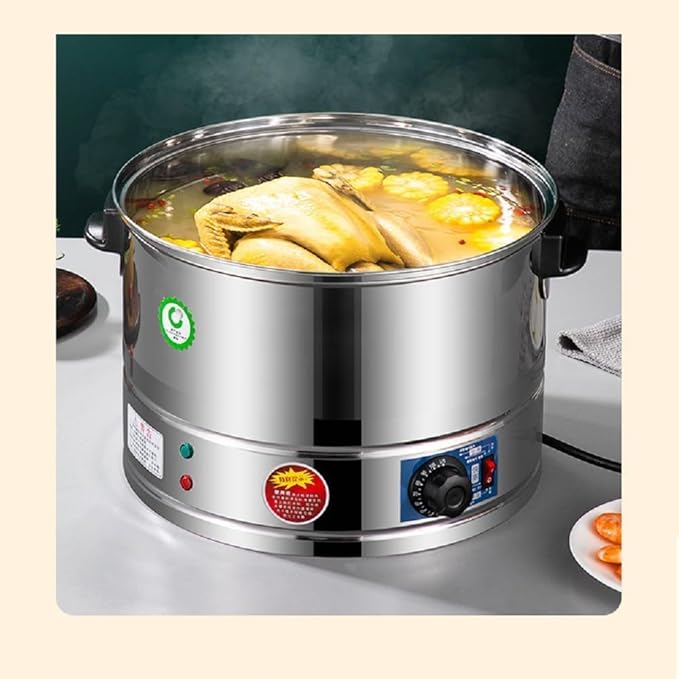 Electric Food Steamer, 3-Tier Stainless Steel, Thermostatically Controlled for Automatic Heating, Ideal for Healthy Cooking and Breakfast,47