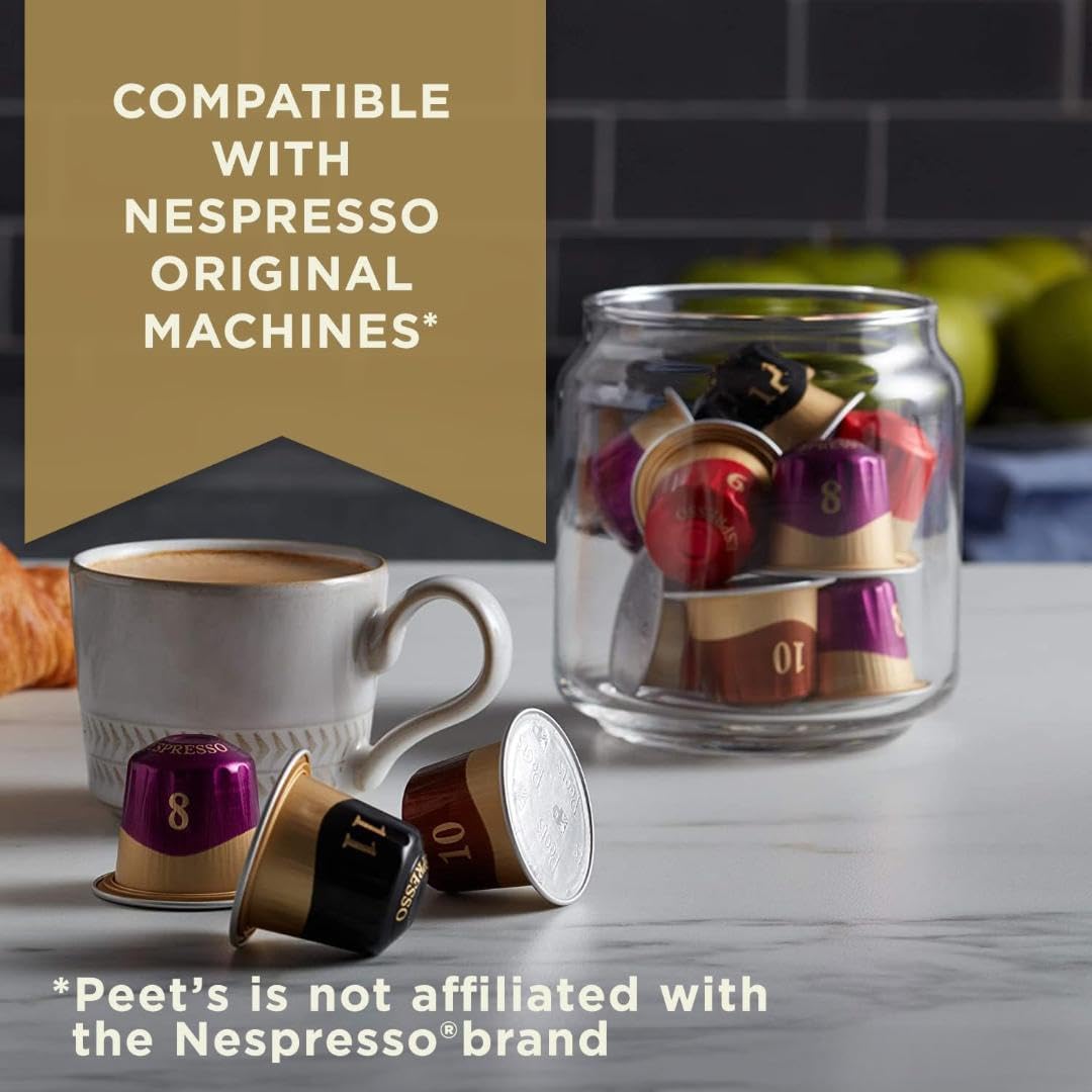 Peet's Coffee, Medium Roast Espresso Capsules, Compatible with Nespresso Original Machine - Crema Scura Intensity 9, 50 Count (5 Boxes of 10 Espresso Capsules)
