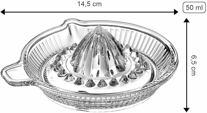 Ritzenhoff & Breker Vio 820003 Lemon Squeezer, Lemon Juicer, Citrus Press with Pouring Spout and Handle, Small Glass Juicer, 50 ml, 50 ml