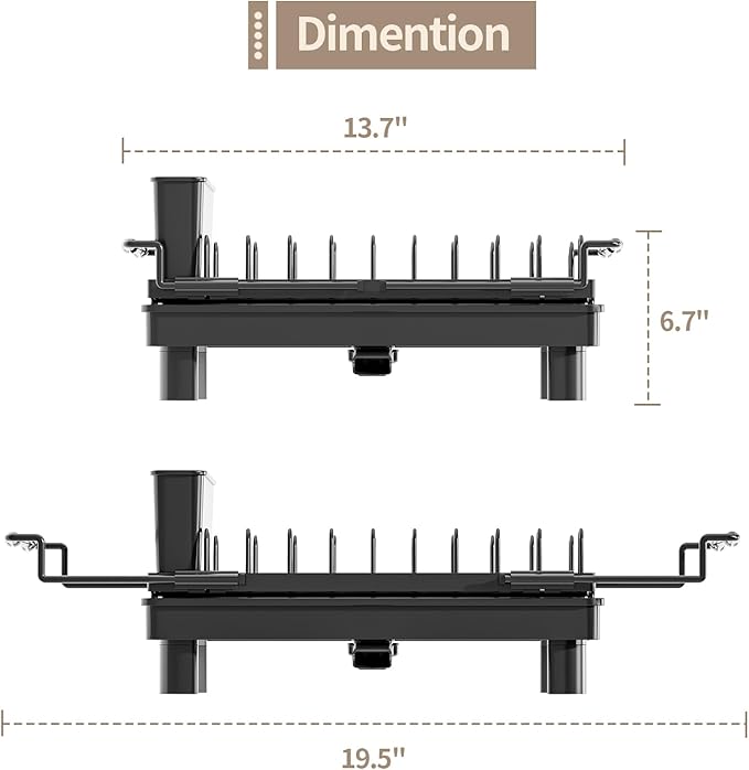 SanDream Dish Drying Rack, Small Over Sink Dish Drying Rack, Expandable Over the Sink Dish Drying Rack with Drip Tray for Kitchen Counter & in Sink