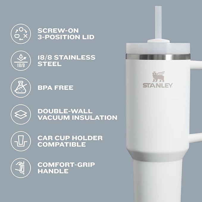 STANLEY Quencher H2.0 Tumbler with Handle and Straw 40 oz | Flowstate 3-Position Lid | Cup Holder Compatible for Travel | Insulated Stainless Steel Cup | BPA-Free | Exclusive Blue Cactus