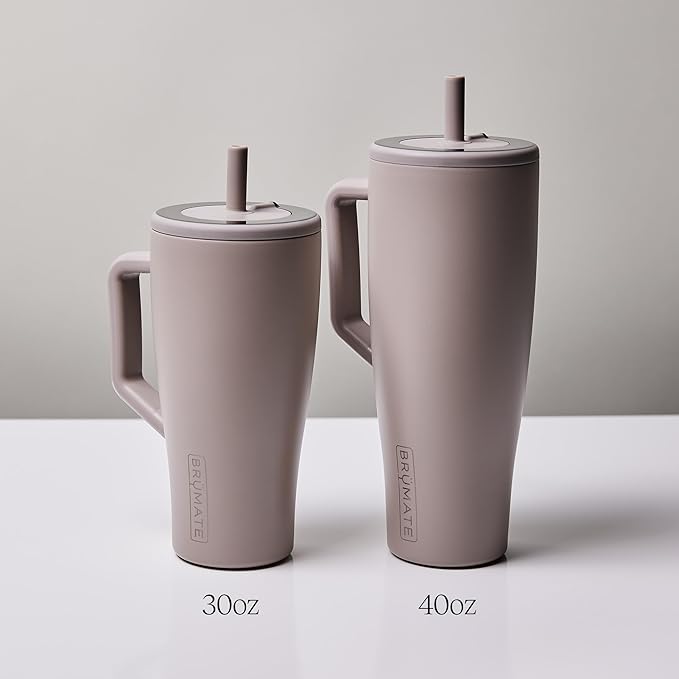 BrüMate Era 30 oz Tumbler with Handle and Straw | 100% Leakproof Insulated Water Bottle Tumbler with Lid and Flexible SoftSip Straw | Made of Stainless Steel | Cup Holder Friendly | 30oz (Neon Pink)