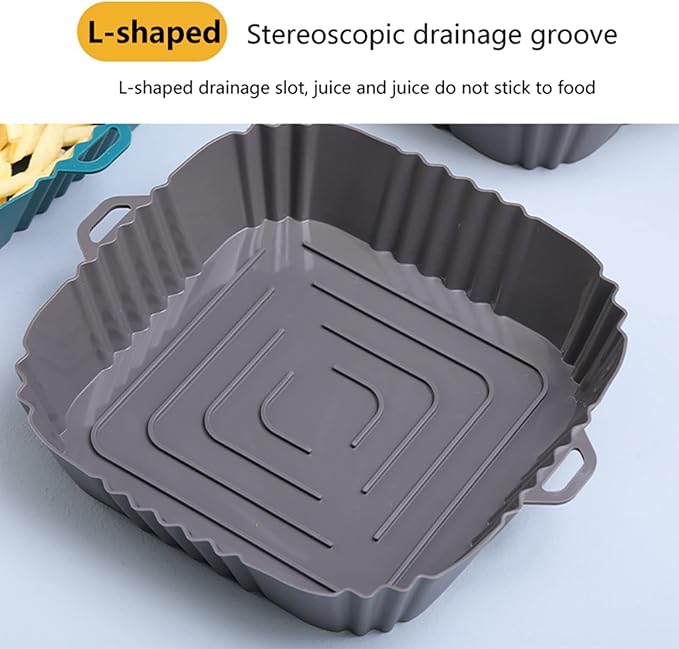 Silicone Baking Tray Reusable Air Fryer Liners Basket Nonstick Oven Baking Pan Multifunctional For Kitchen Gadgets 2Pcs Blue