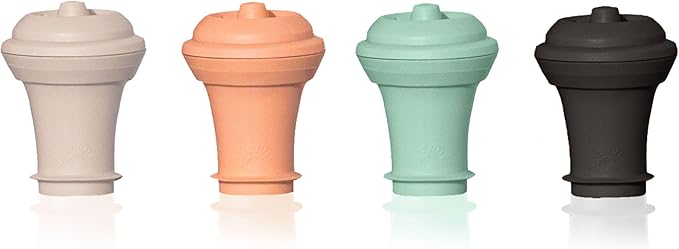 Vacu Vin Wine Saver Loop - Designed and Made in the Netherlands - Vacuum Wine Stopper Keeps Your Wine Fresh for up to 10 Days - Reusable, Made with 98% Recycled Material - 1 Pump, 5 Stoppers, Sand