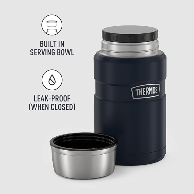 THERMOS Stainless King Vacuum-Insulated Food Jar, 24 Ounce, Midnight Blue (Pack of 4)
